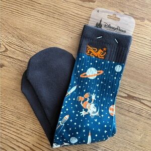Disney Parks Authentic Mickey Mouse Space Pattern Crew Socks Grey